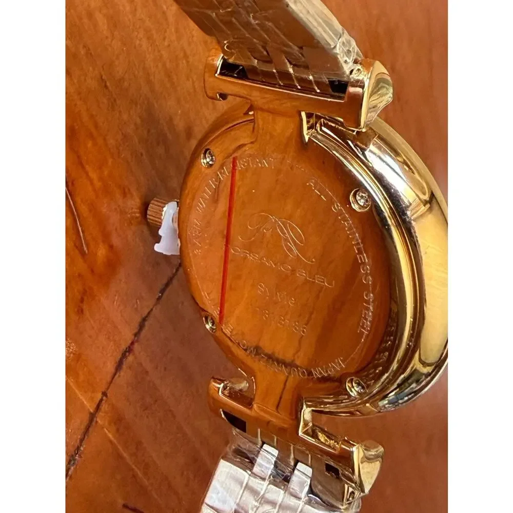 Porsamo Bleu Sylvie Abalone Dial Crystal Accents Stainless Steel Bracelet Watch